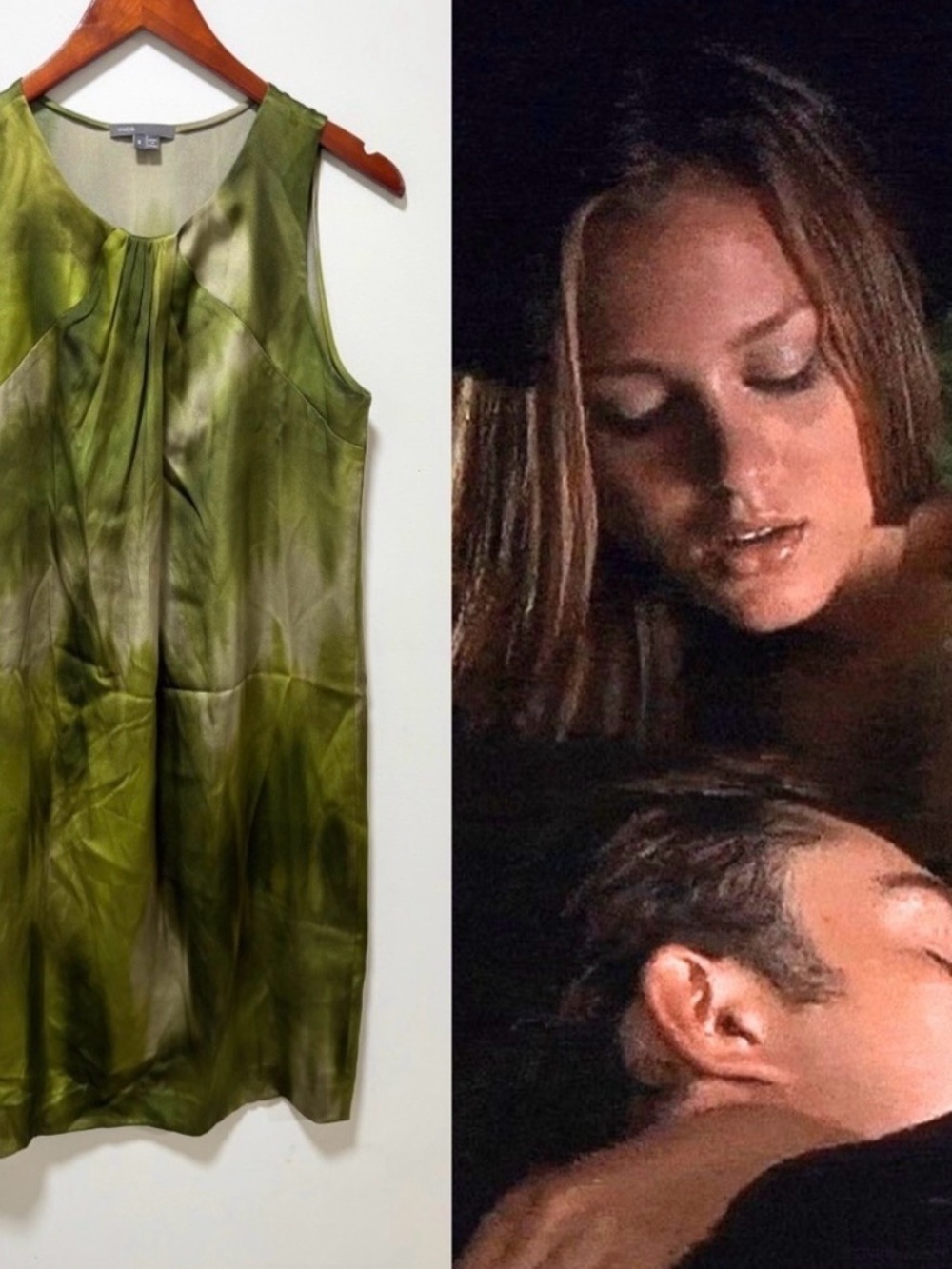 Rare Silk Dress ASO Blair Waldorf Gossip Girl Vince Designer Sleeveless Green S